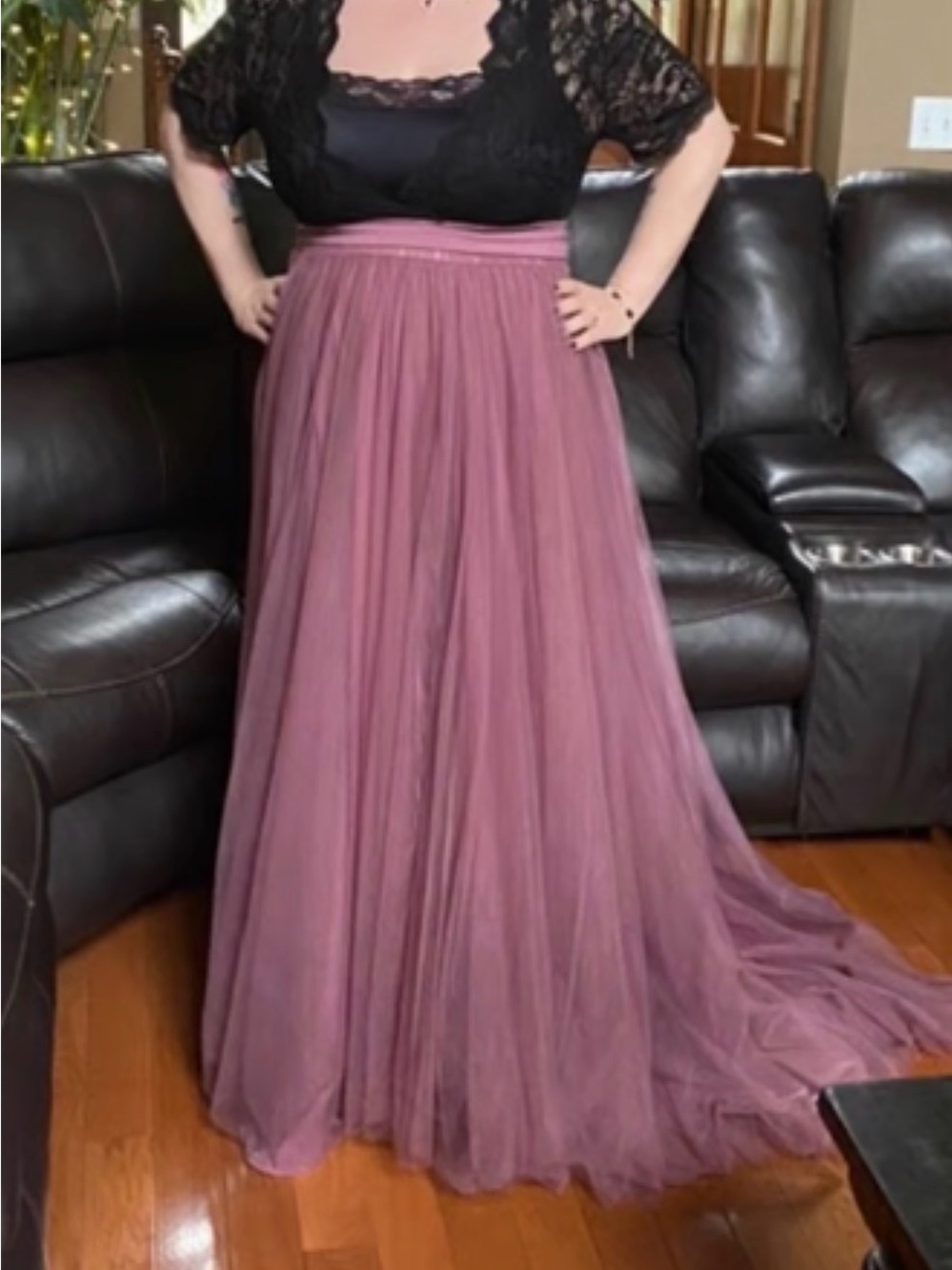 Women's Dusty Rose Tulle Maxi Skirt